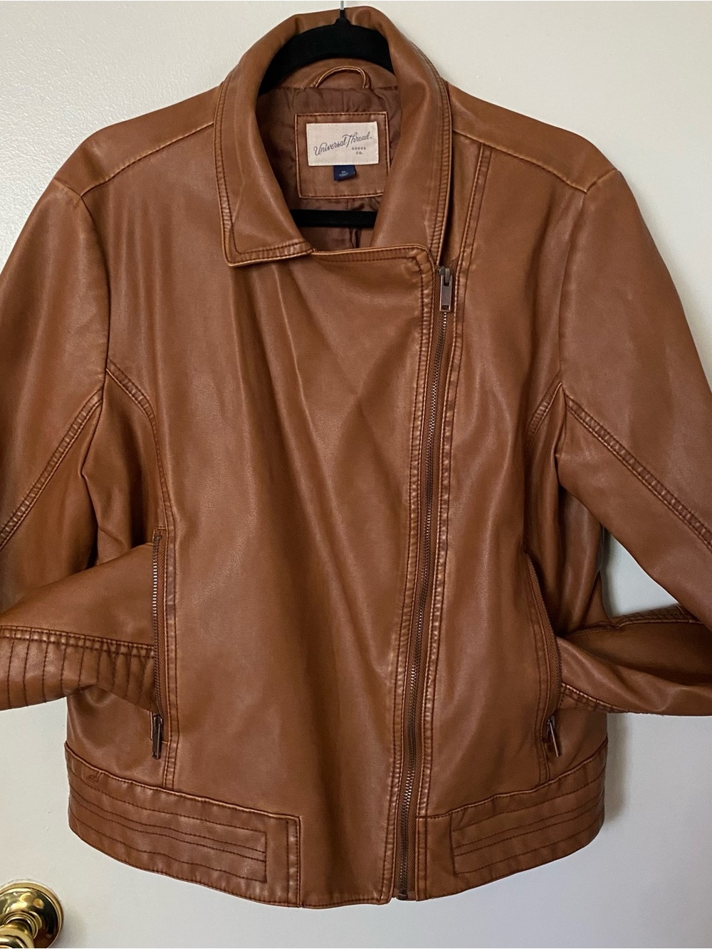 Universal Thread Brown Faux Leather Moto Jacket Size XL